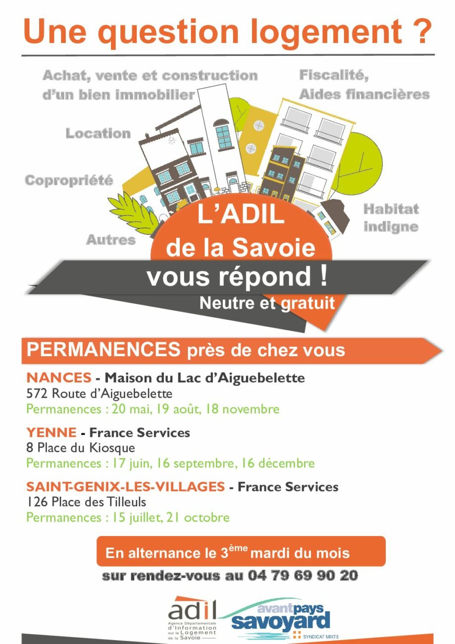 <br><br>Une question logement ? Pensez<br>à l’ADIL de la Savoie ! <br><br>
